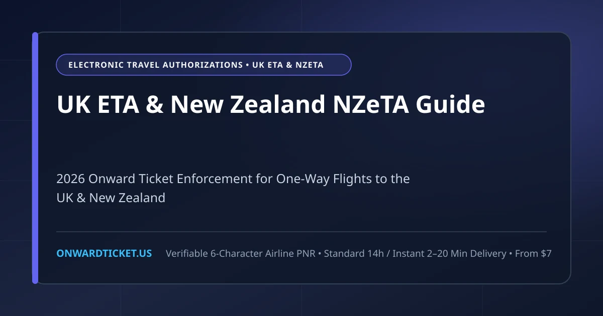 UK ETA & New Zealand NZeTA Onward Ticket Requirements (2026 Guide) - travel document guide UK ETA & New Zealand NZeTA Onward Ticket Requirements (2026 Guide) guide illustration